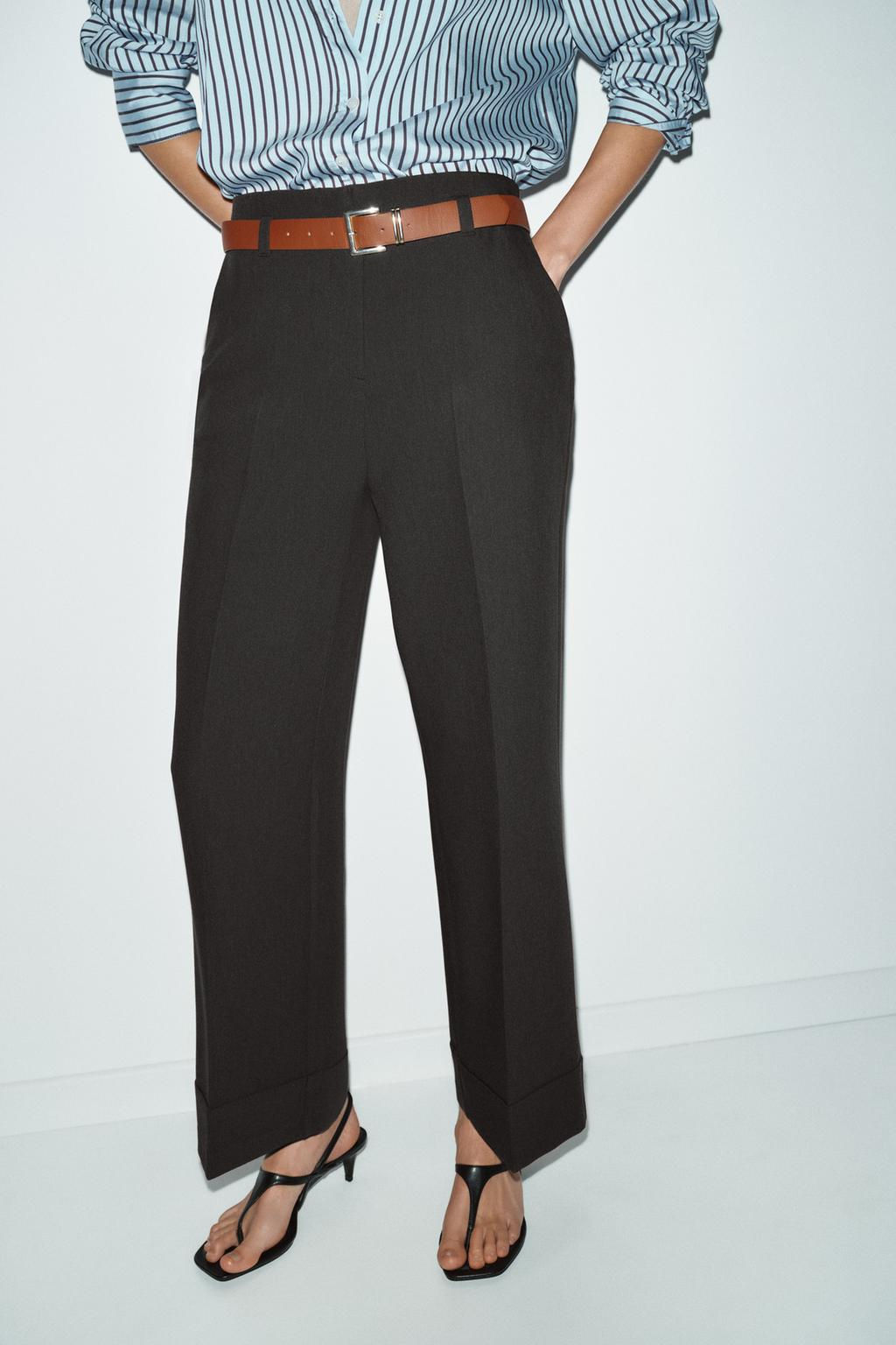 TROUSERS WITH TURN-UP CUFFS AND BELT - Zara фото 26