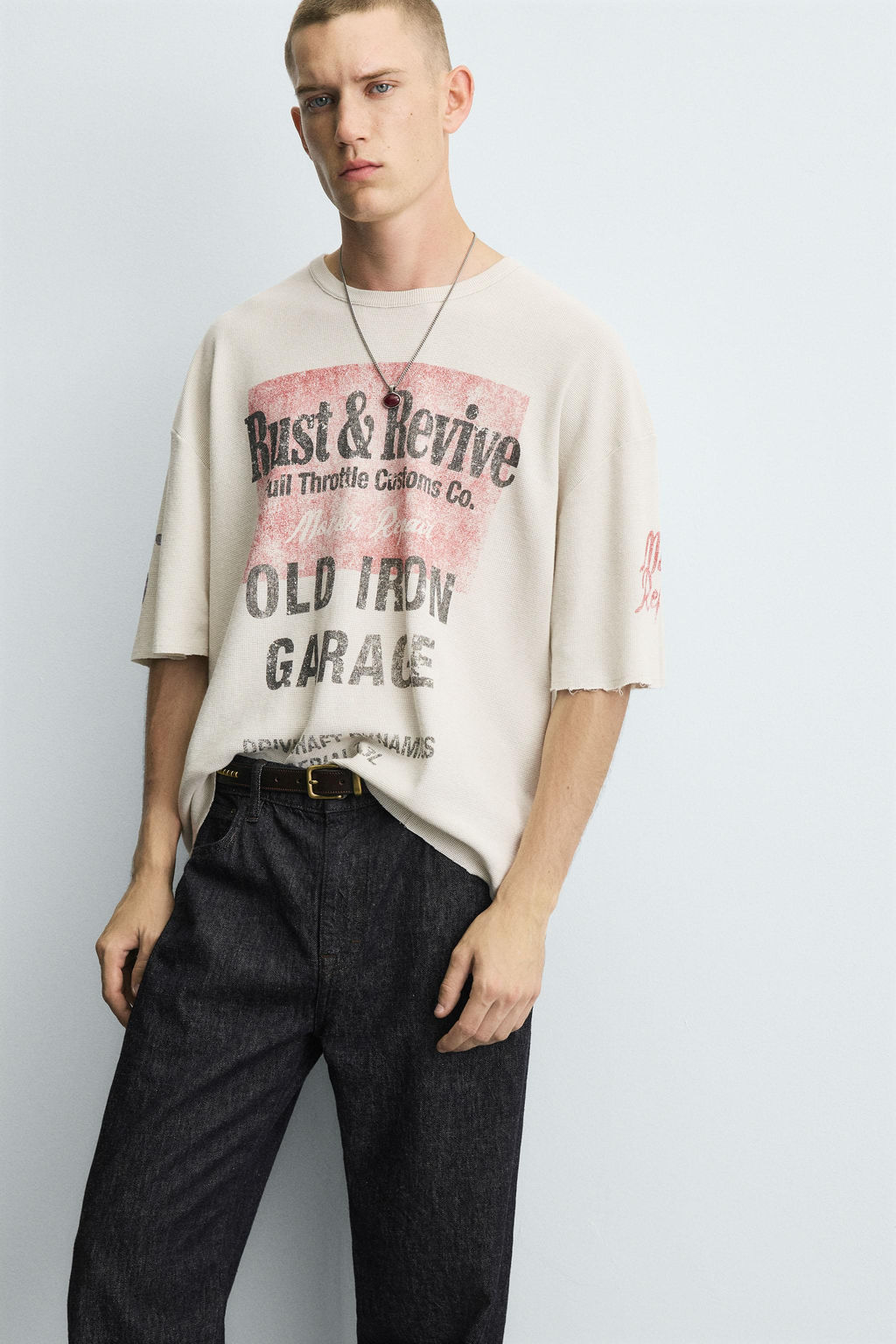 WASHED PRINT KNIT T-SHIRT - Zara фото 5