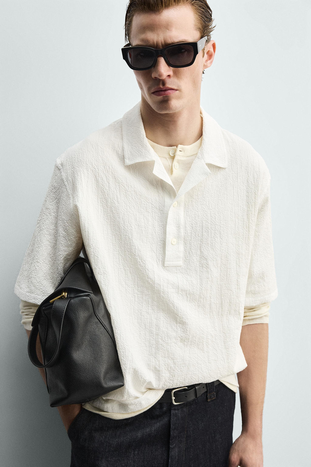 CAMISA POLO SEERSUCKER RELAXED FIT / Blanco - Zara фото 5
