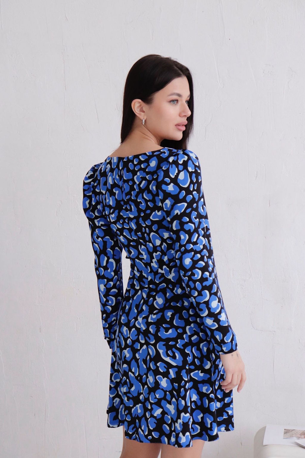 Платье с вырезом каре чёрно-синее - Martichelli фото 14