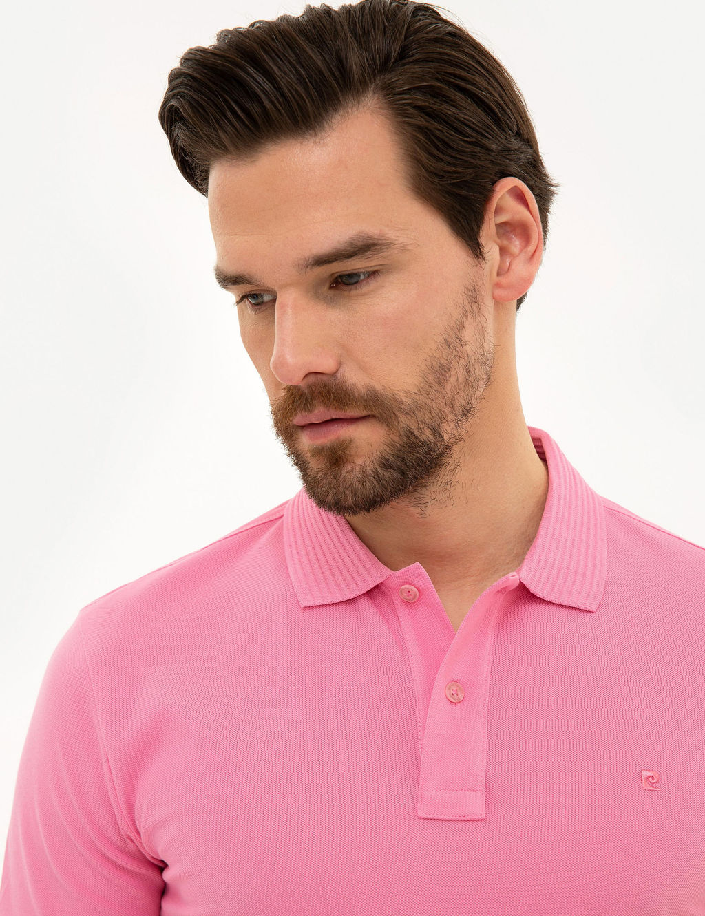 Pembe Slim Fit Polo Yaka Basic Ti__rt
