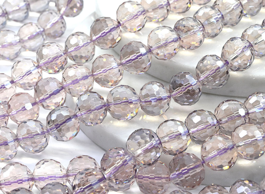 Бусины из циркона шарик гр.12мм цв.сиреневый, 40см, 37 бусин Радуга камня