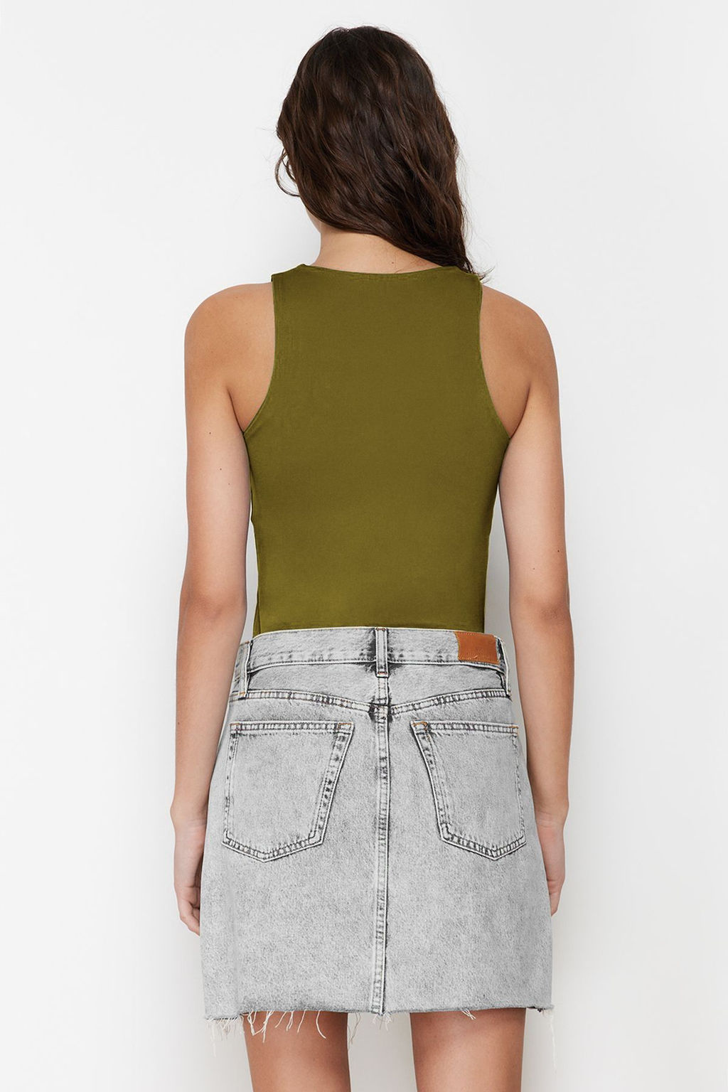 Yag Yesili Halter Yaka Vucuda Oturan Esnek Alttan C?tc?tl? Orme Body TWOSS20BD0044