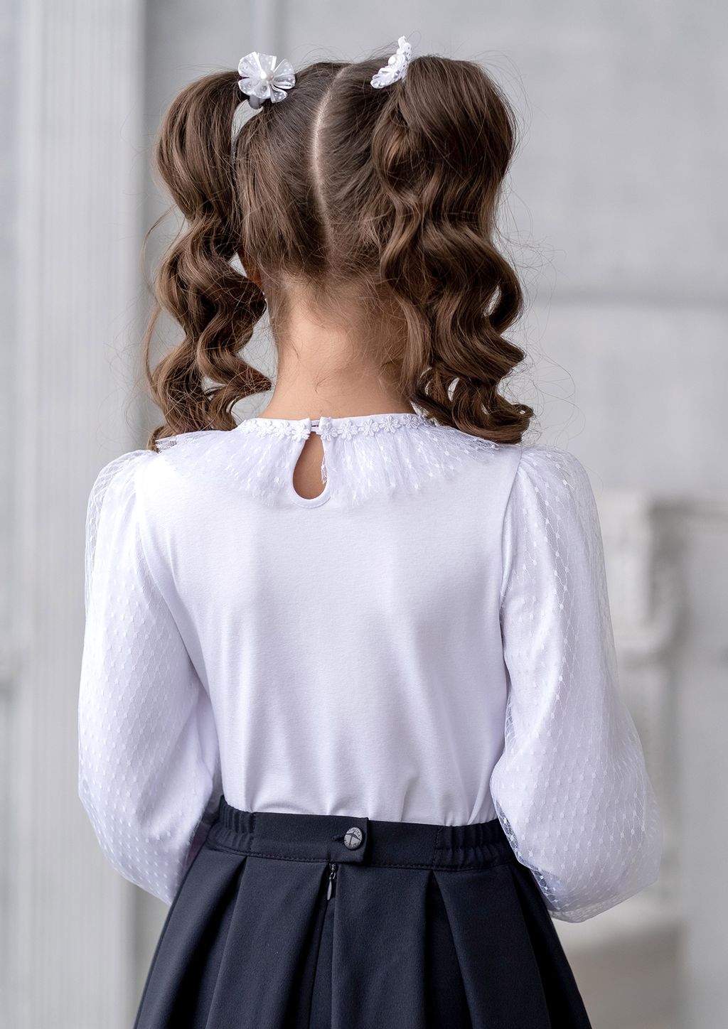 Дита, блузка трикотажная белый/140-72-63 - Alolika фото 3