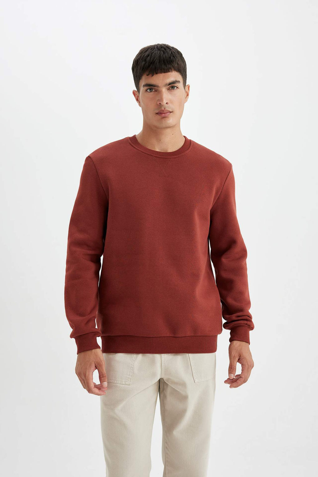 Regular Fit Bisiklet Yaka Basic Duz Kal?n Sweatshirt - Defacto фото 8