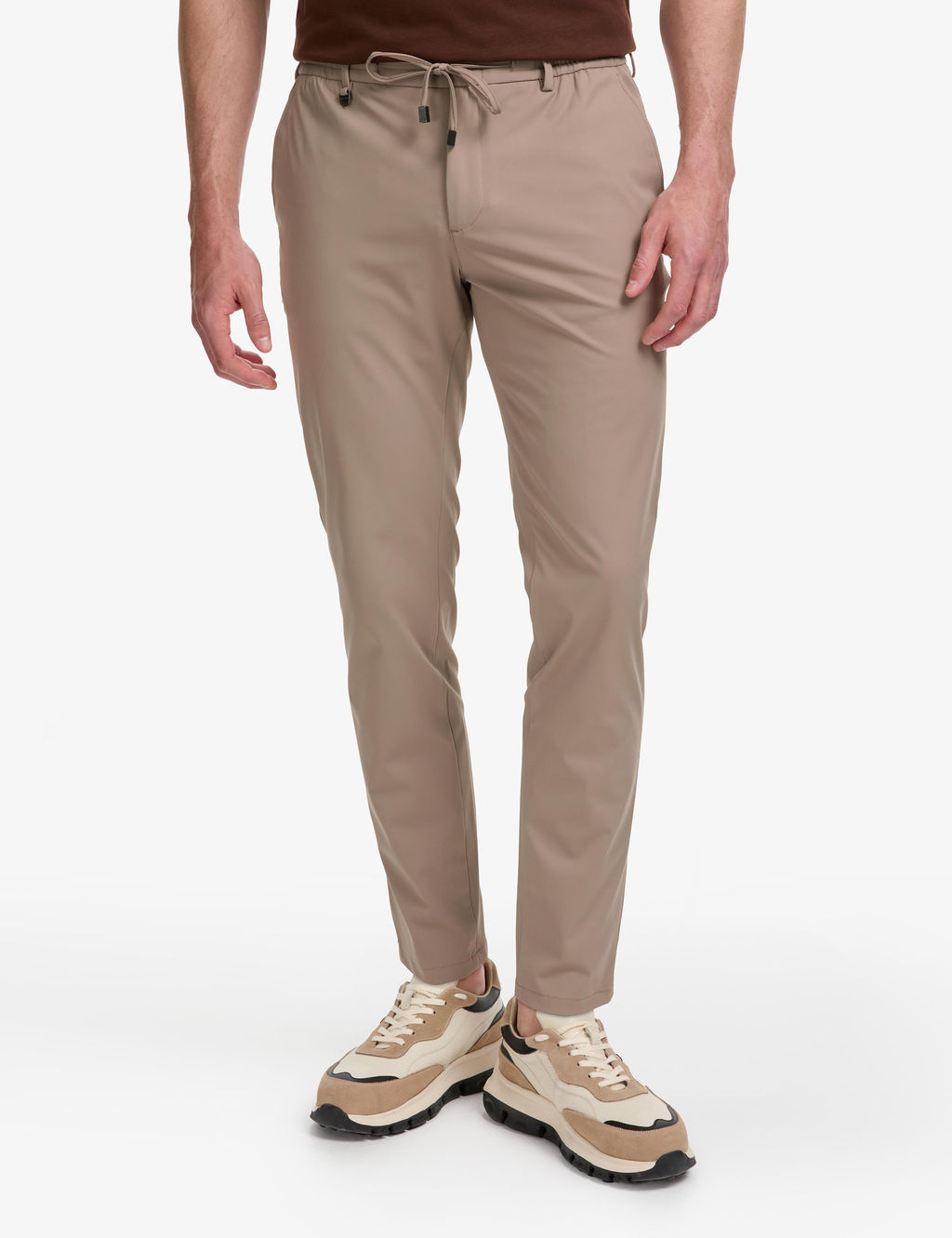 Koyu Bej Ex. Slim Fit Beli Kordonlu Klasik Jogger Pantolon