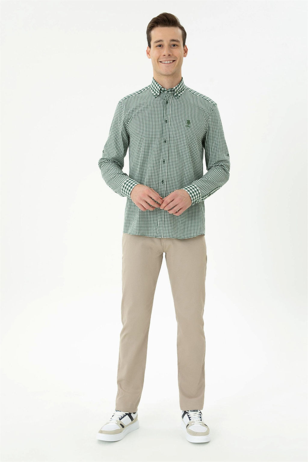 Мужская зеленая рубашка с длинным рукавом - U.s. polo assn фото 4