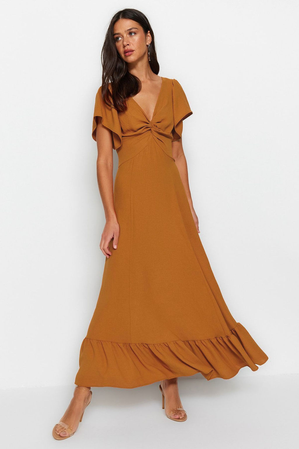 Tarc?n A-Kesim Yaka Detayl? Dokuma Elbise TWOSS23EL02065 - Trendyolmilla фото 2