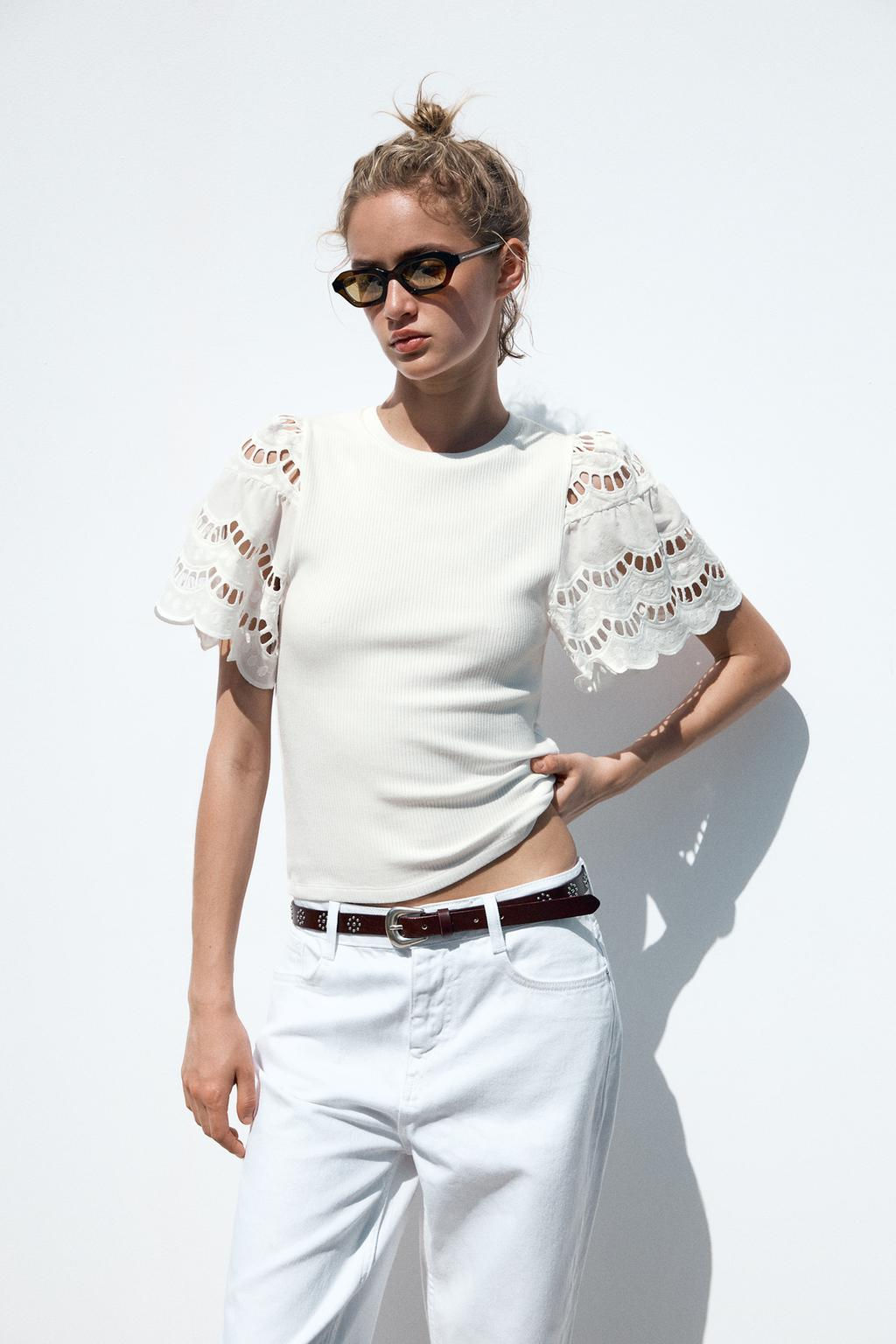 TANK TOP WITH SLEEVE EMBROIDERY - Zara фото 5