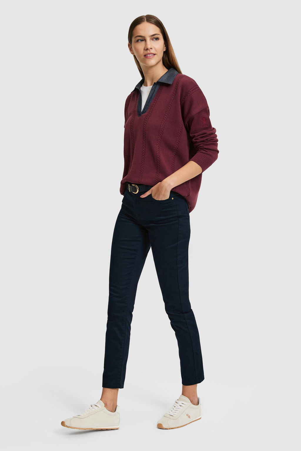 Джемпер U.S. Polo Assn VR177 бордовый из хлопка