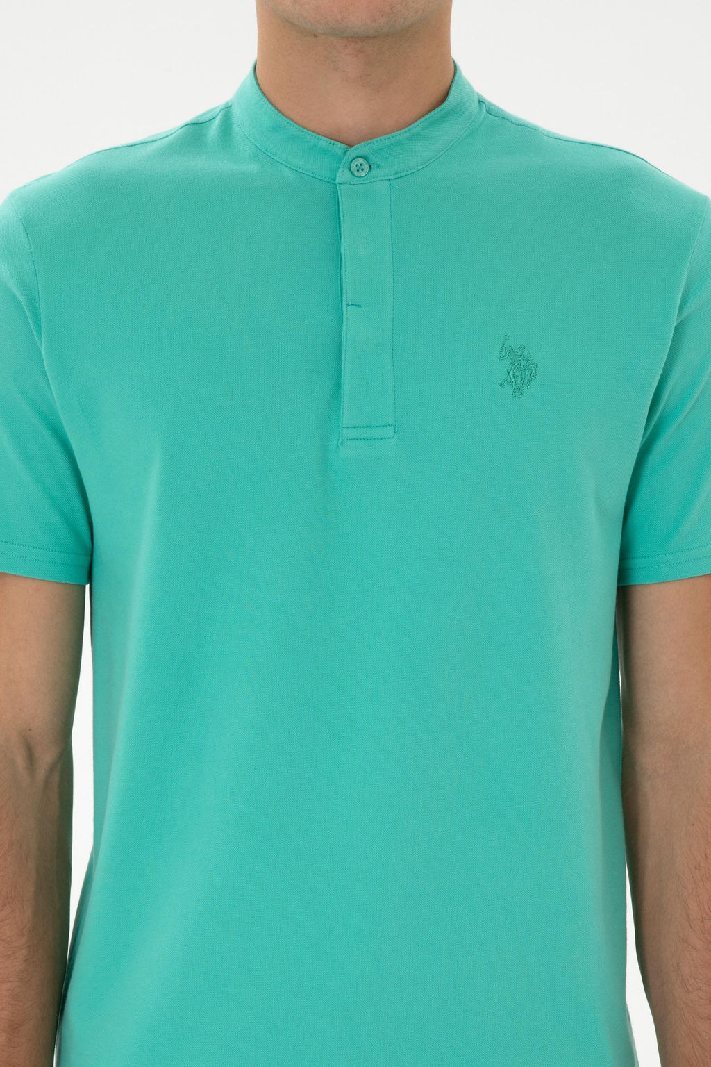 Erkek Regular Fit Hakim Yaka Mint Ti__rt