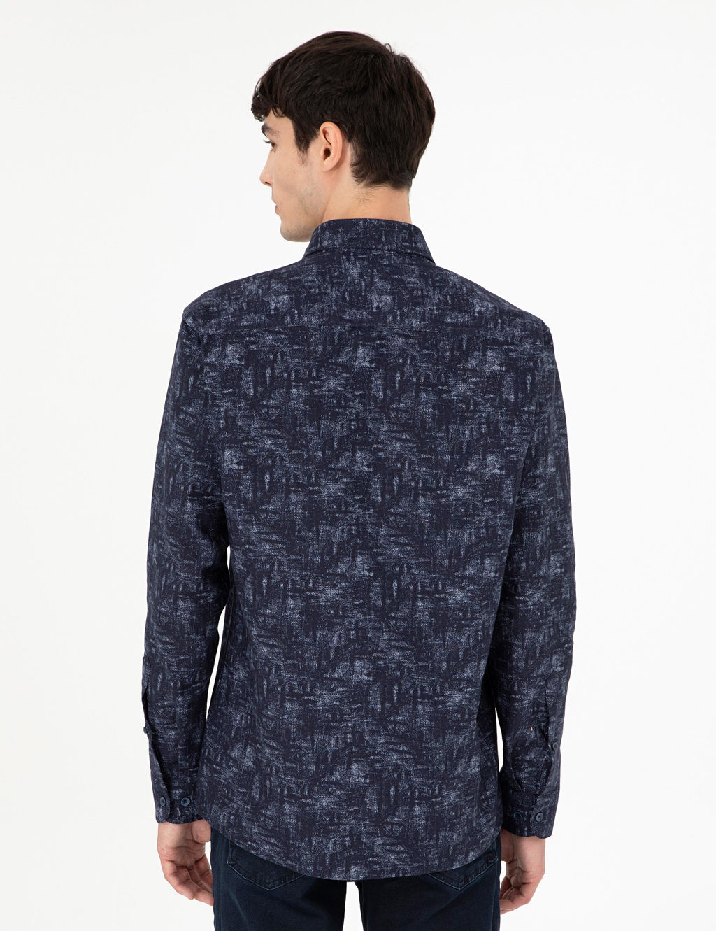 Lacivert Slim Fit Uzun Kollu G_mlek - Pierre cardin фото 5