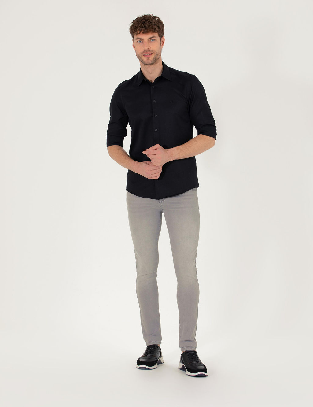 Siyah Slim Fit Uzun Kollu G_mlek - Pierre cardin фото 4