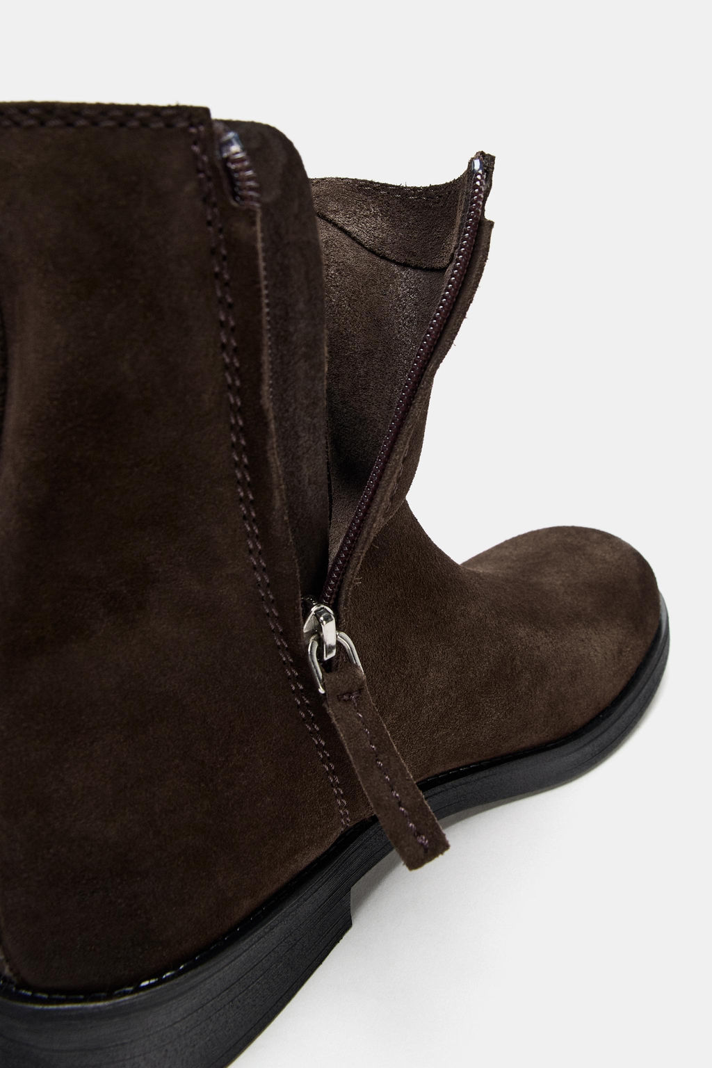 FLAT SPLIT SUEDE ANKLE BOOTS - Zara фото 7