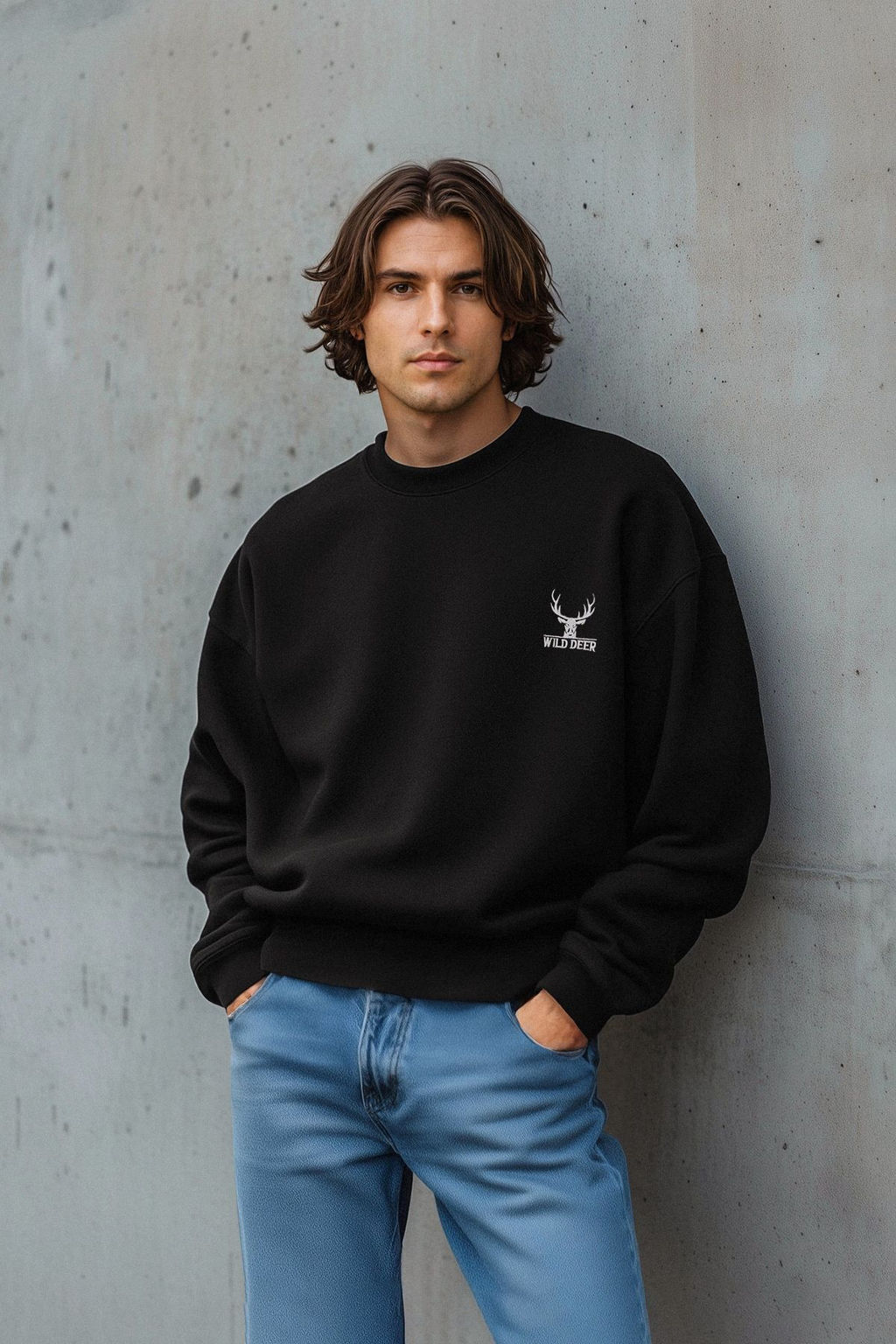 TRENDYOL MAN Antrasit Melanj Oversize/Genis Kesim Uzun Kol Hayvan Nak?sl? Sweatshirt TMNAW24SW00164 - Trendyolmilla фото 18