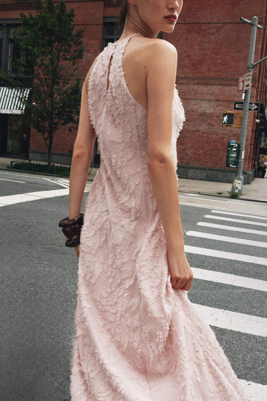 HALTER FRAYED MIDI DRESS - Zara фото 3