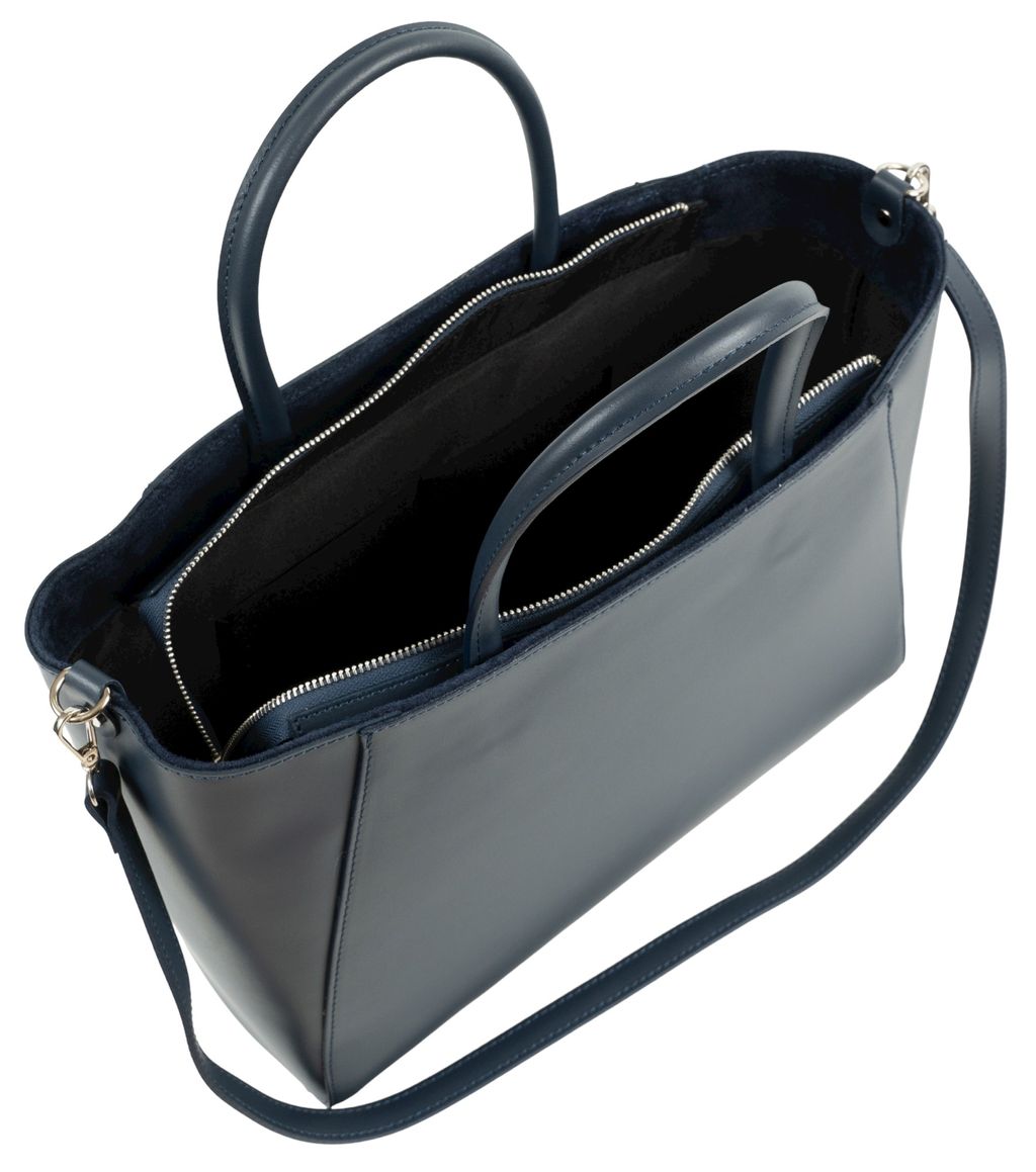 Сумка женская Sefaro Exotic из телячьей кожи тёмно-синяя 36×28×14 см  фото 2