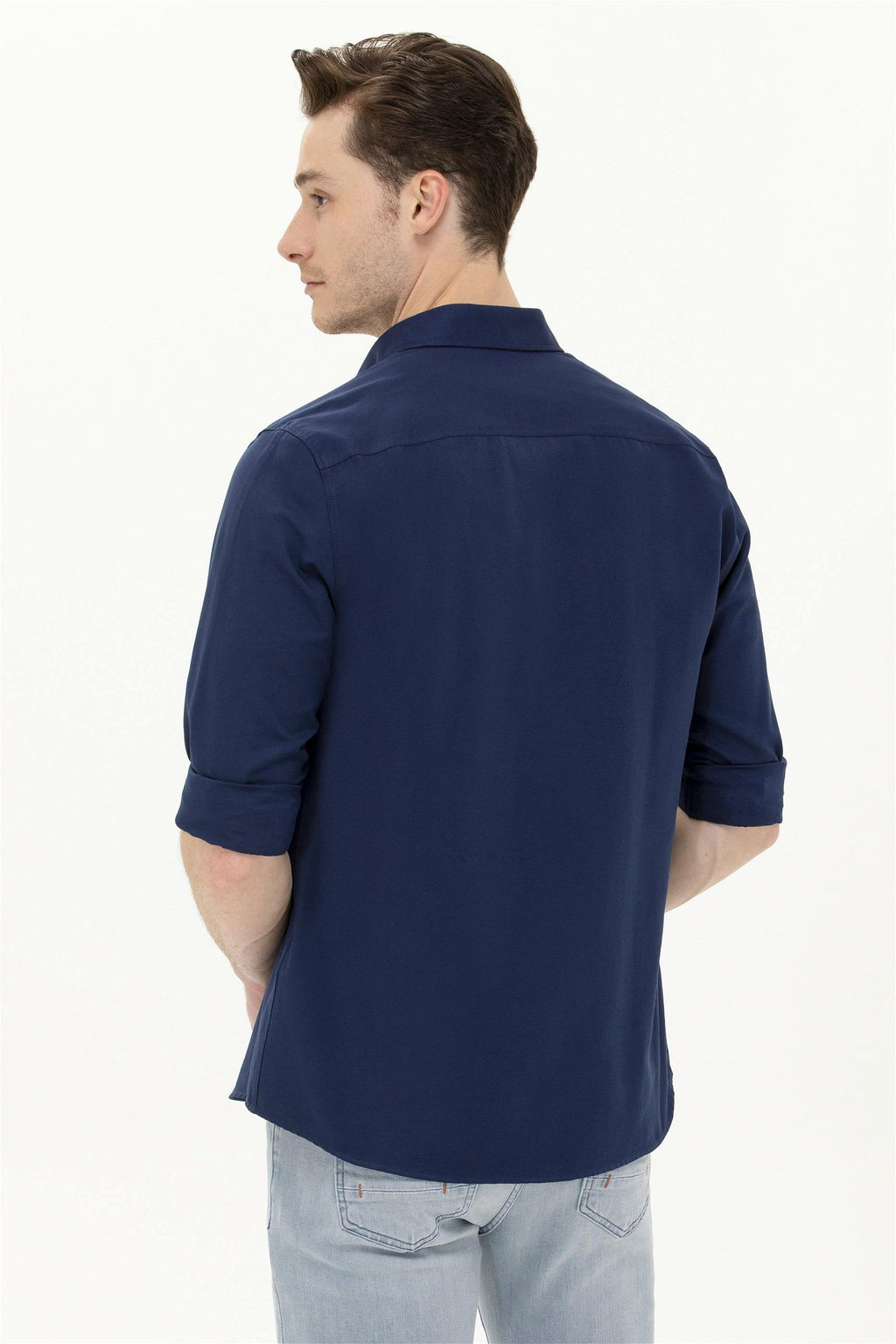 Мужская темно-синяя базовая рубашка с длинным рукавом Неожиданная скидка в корзине - U.s. polo assn фото 5