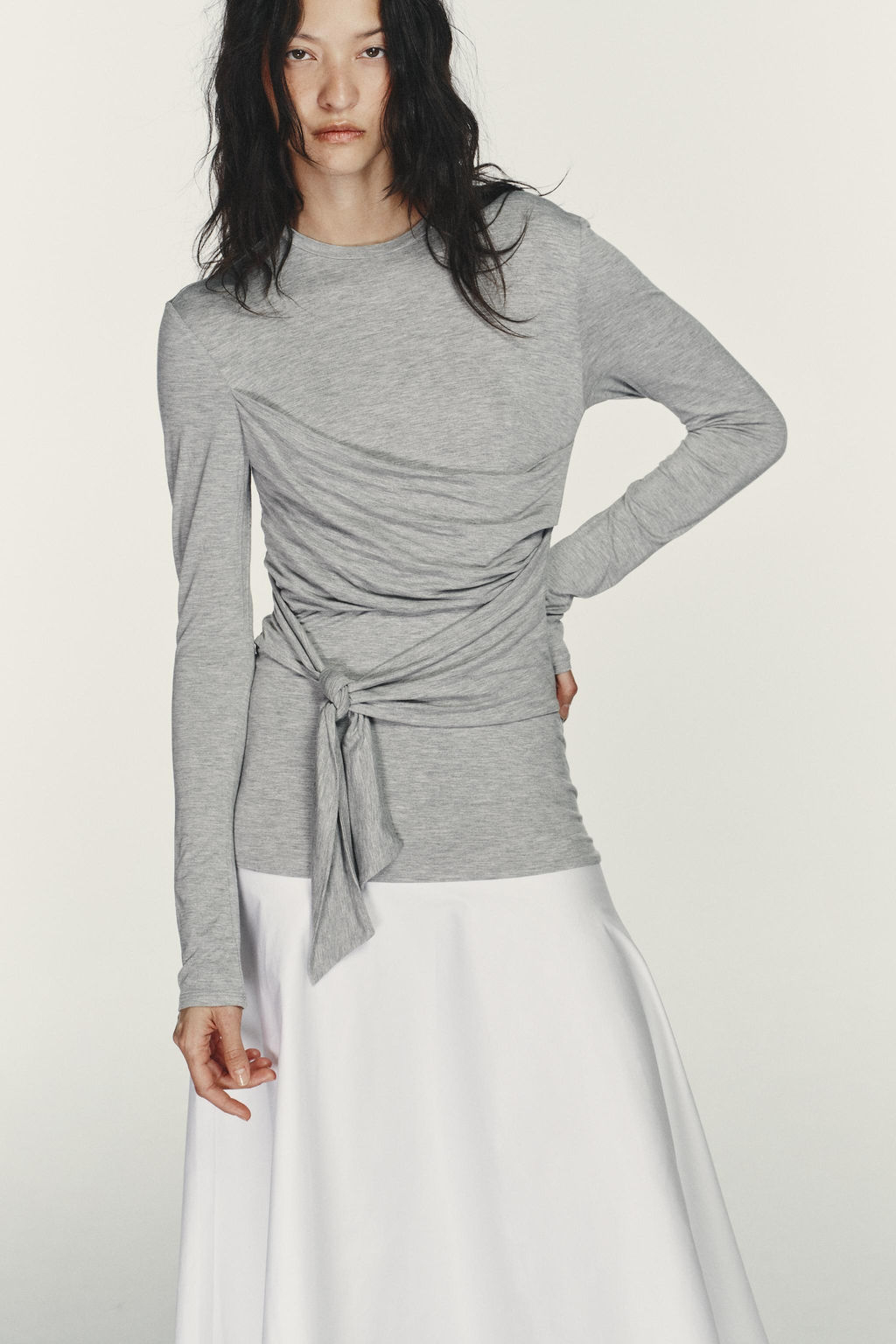VESTIDO MIDI COMBINADO LAZADA / Blanco / Gris - Zara фото 2