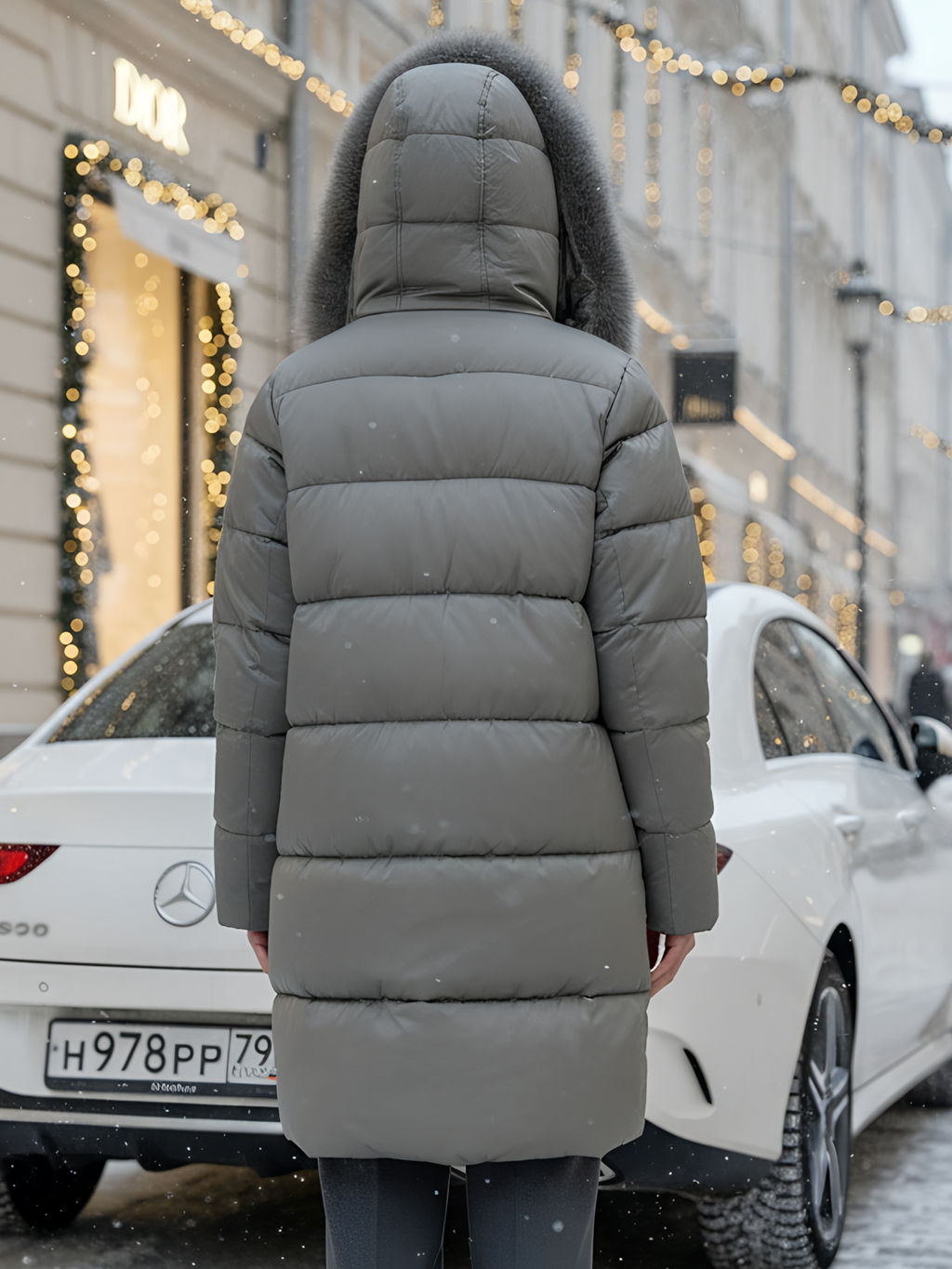 Пальто зимнее утепленное с мехом и капюшоном тренд коричневого цвета 7630K - Visdeer фото 21