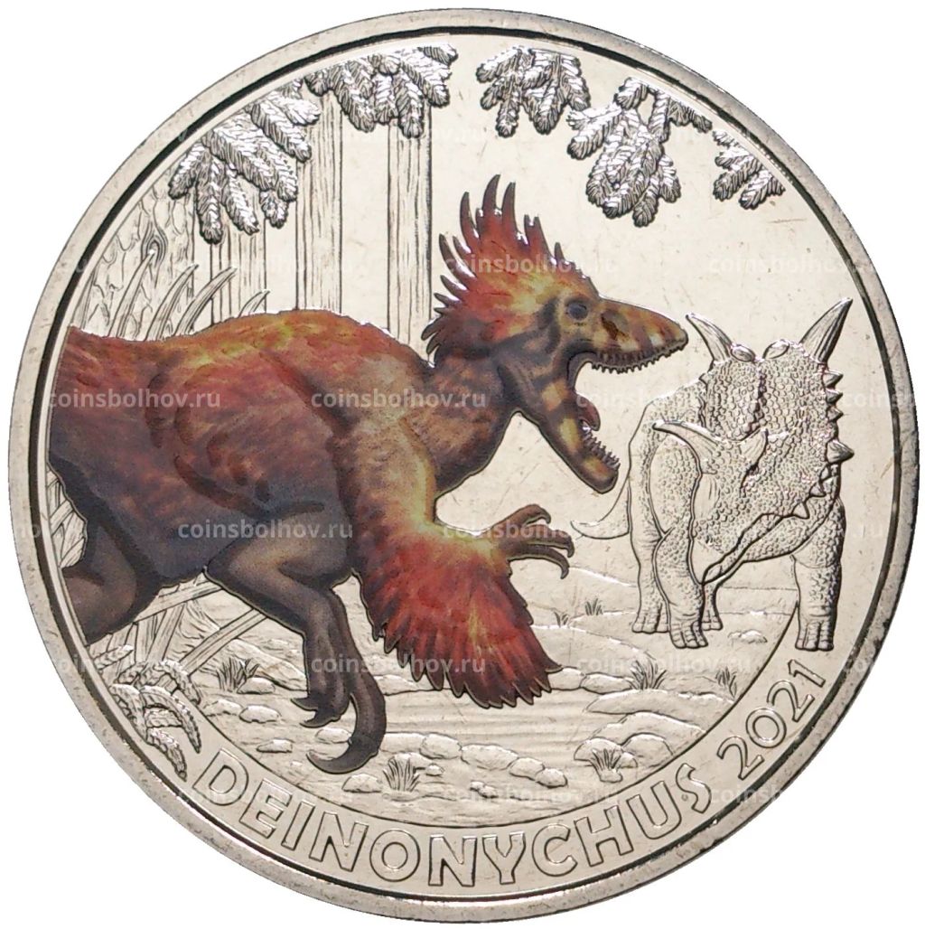 3 евро 2021 года Австрия  Супер динозавры  Дейноних /Deinonychus/