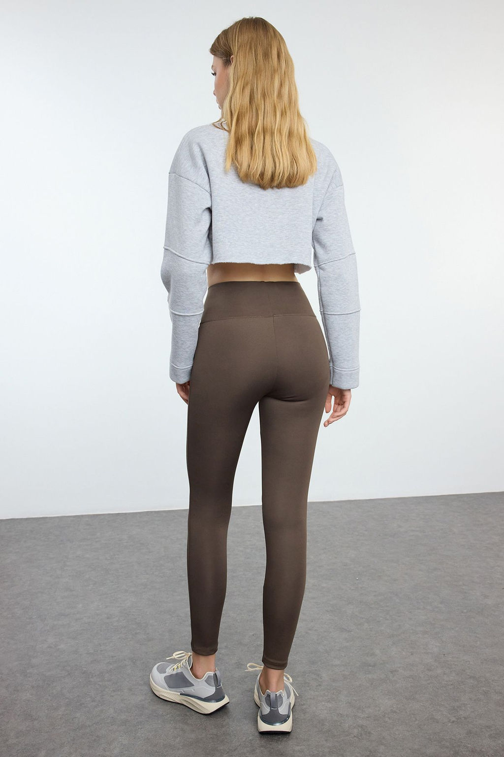 Cikolata Kahve Genis Bel Lastikli Ekstra Toparlay?c? Tam Boy Orme Spor Tayt TWOAW21TA0029
