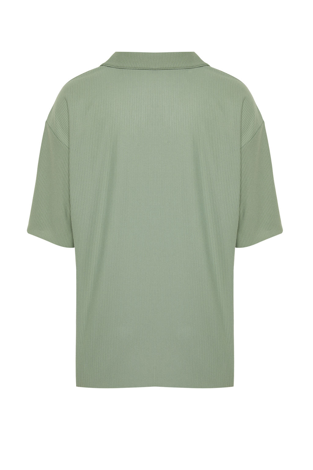 Mint Oversize/Genis Kesim Dokulu K?r?smaz Ottoman Polo Yaka T-Shirt TMNSS23PO00020