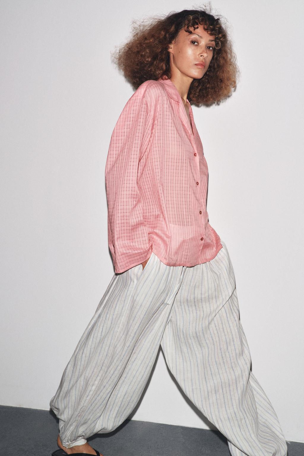 ZW COLLECTION CHECK PYJAMA SHIRT - Zara фото 3