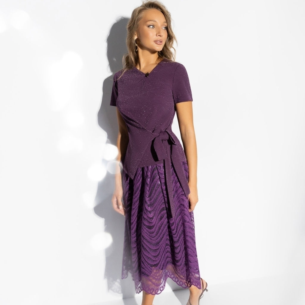 Костюм с юбкой нарядный, Больше чем стиль (2 в 1, фиолетовый) - Charutti фото 8