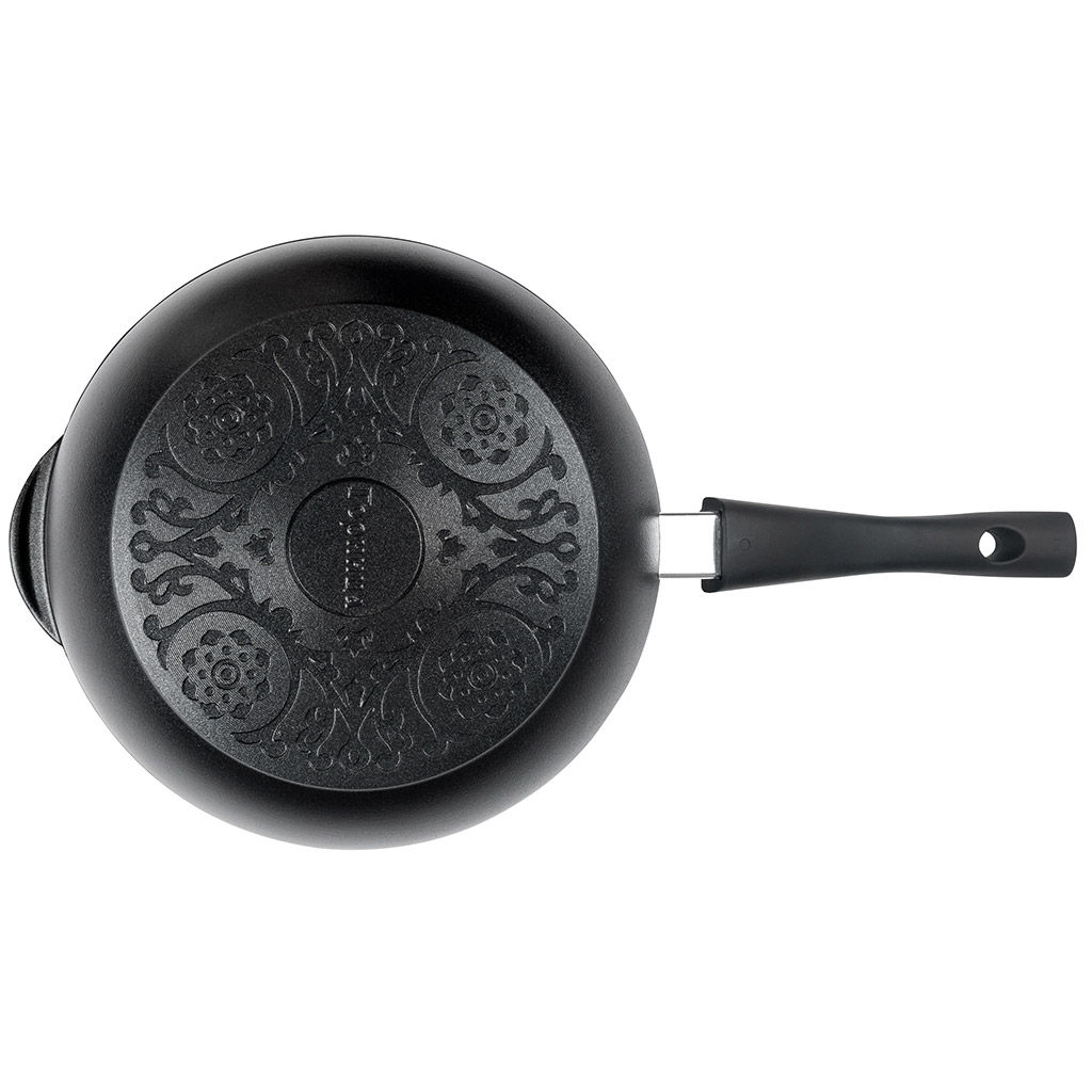 Сотейник с антипригарным покрытием д28см Классик, h8,2см, s0,4см, съемная ручка из термостойкого пластика (Россия) - Домашняя мода фото 3