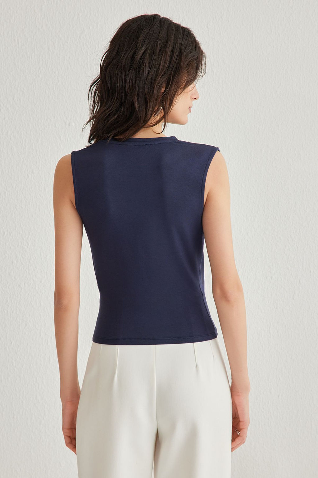 Lacivert Viskon Buzgu/Drape Detayl? Fitted/Vucuda Oturan Orme Bluz TWOSS25BZ00023 - Trendyolmilla фото 5