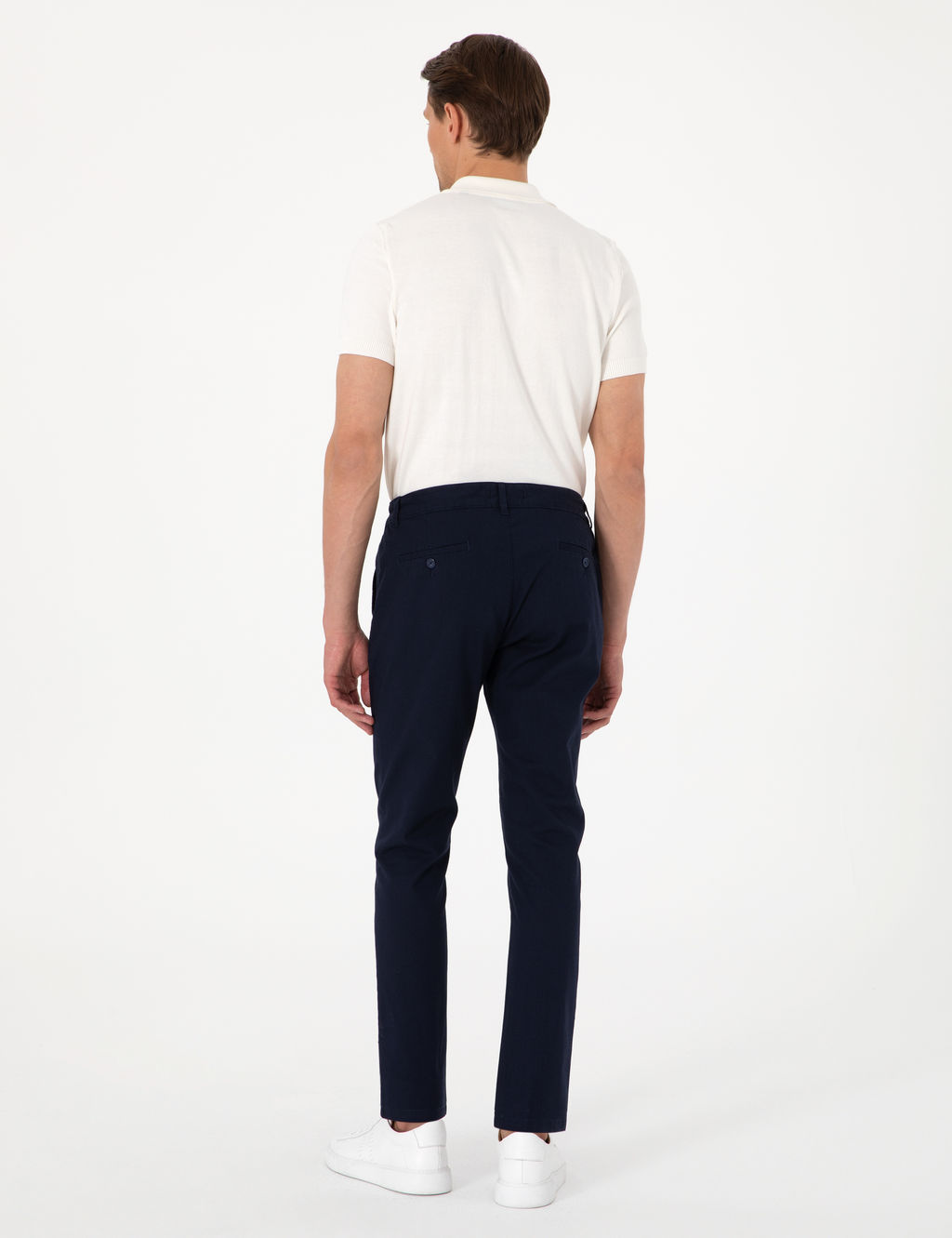 Lacivert Slim Fit Keten G_r_n_ml_ Kanvas Pantolon