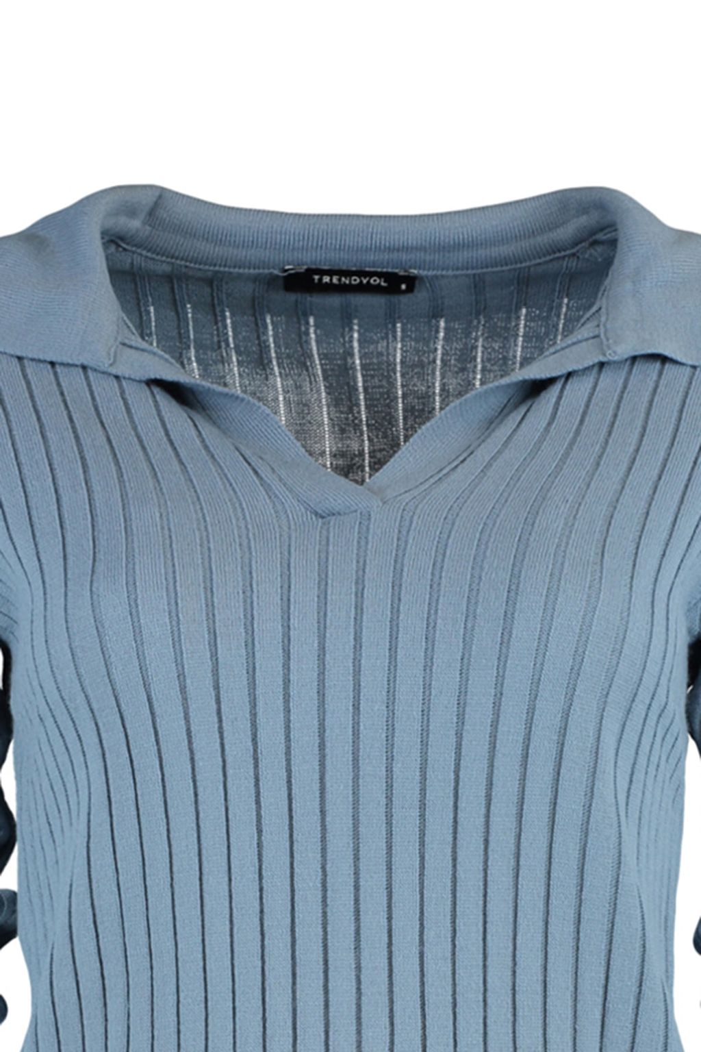 Indigo Kol Ucu Detayl? Polo Yaka Triko Kazak TWOAW21KZ1113