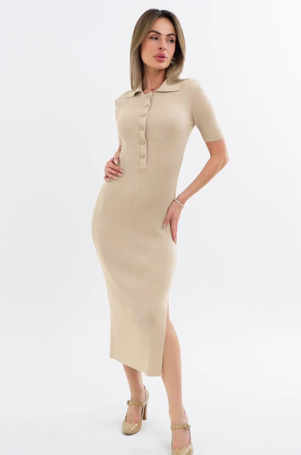 Женское платье-поло в рубчик Happy Fox  фото 2