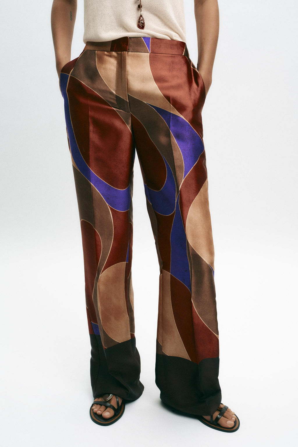 PRINTED SATIN TROUSERS - Zara фото 2