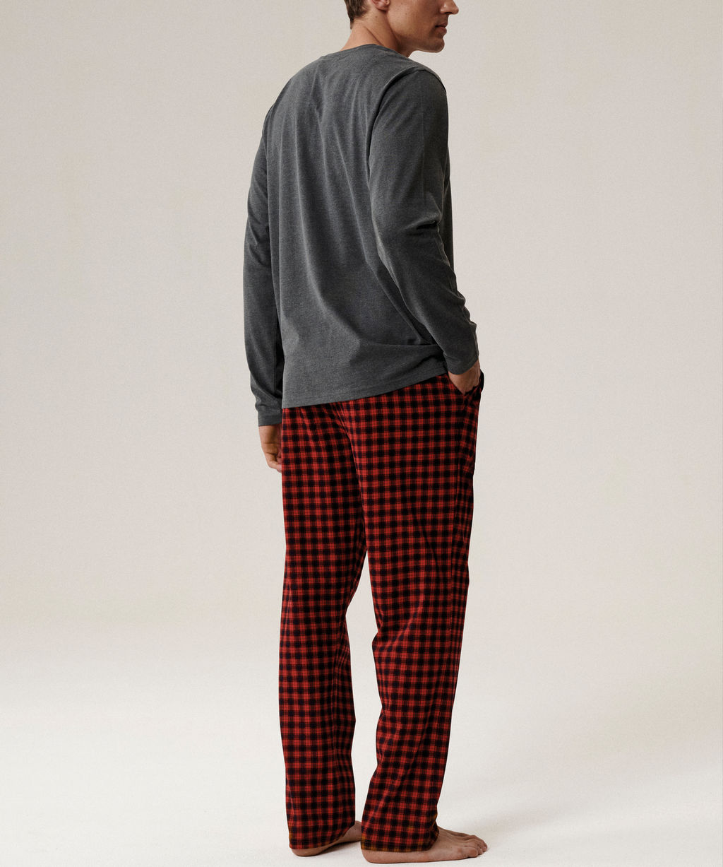 ATLANTIC NMP-394 Пижама мужская Check темно-серый меланж + красный  фото 3