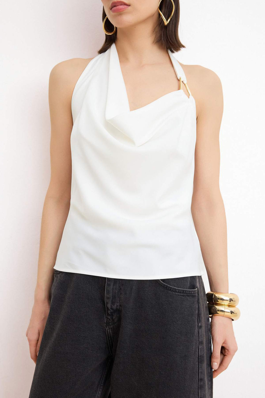 Ekru Aksesuar Detayl? Saten Dokuma Bluz TPRSS26BZ00049 - Trendyolmilla фото 3