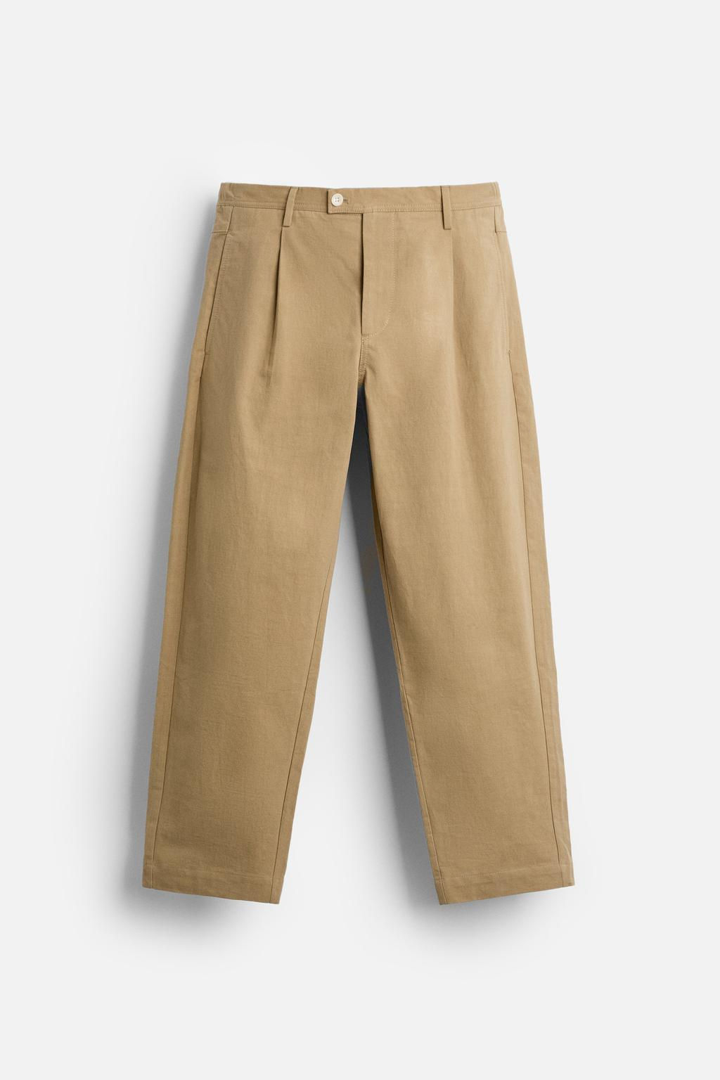 COTTON/LINEN PLEATED TROUSERS - Zara фото 6