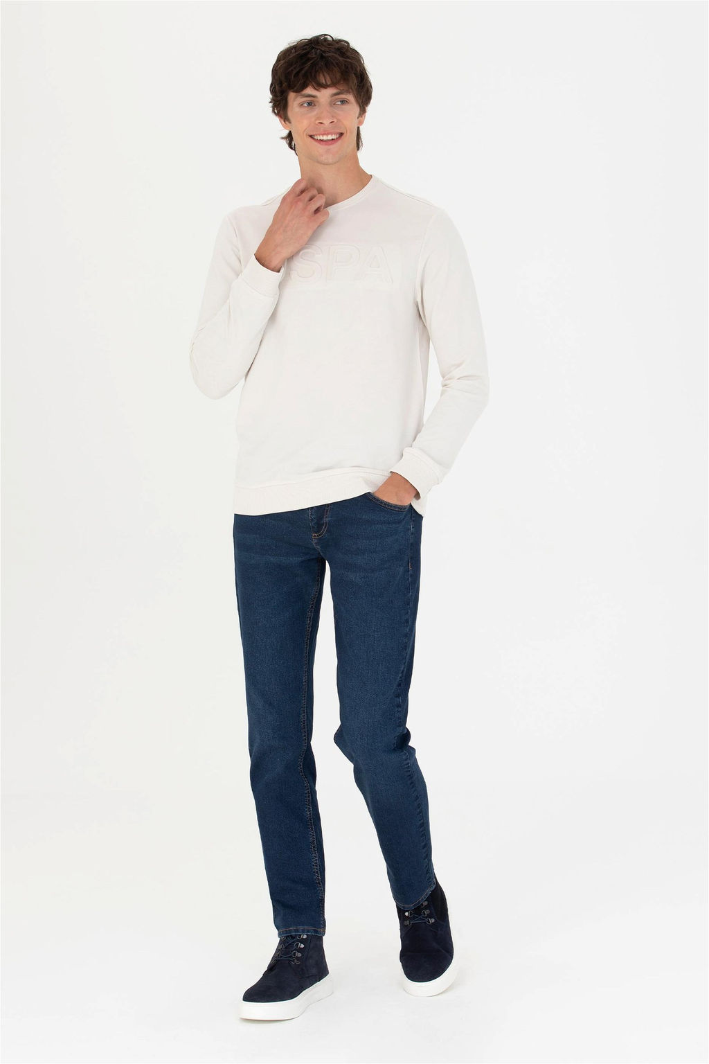 U. S. Polo Assn Мужская базовая толстовка с круглым вырезом Stone - U.s. polo assn фото 4