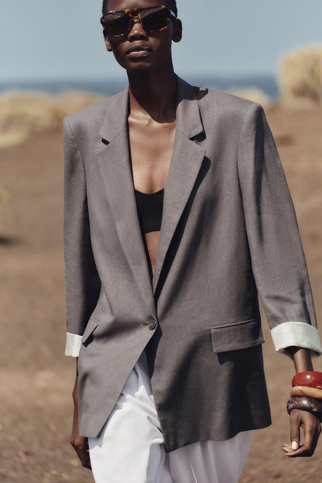 LINEN BLAZER WITH PRINTED CUFFS - Zara фото 6