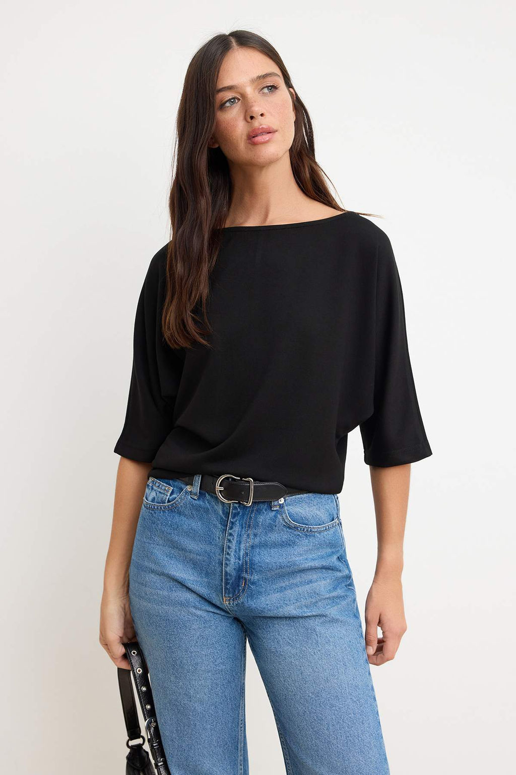 Antrasit Relaxed Kay?k Yaka Yarasa Kol Truvakar Crop Soft Touch Orme Bluz TWOSS26BZ00059 - Trendyolmilla фото 18