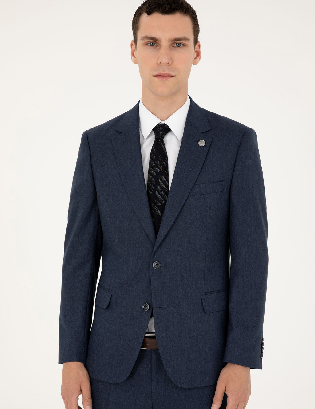 Lacivert Slim Fit Tak_m Elbise