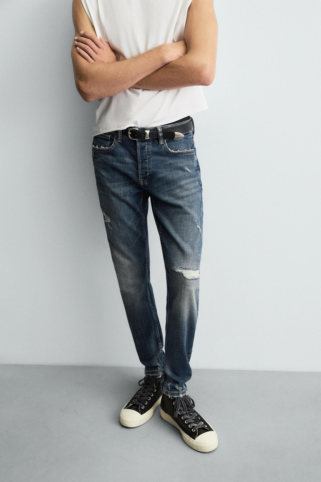 RIPPED SKINNY FIT JEANS - Zara фото 5