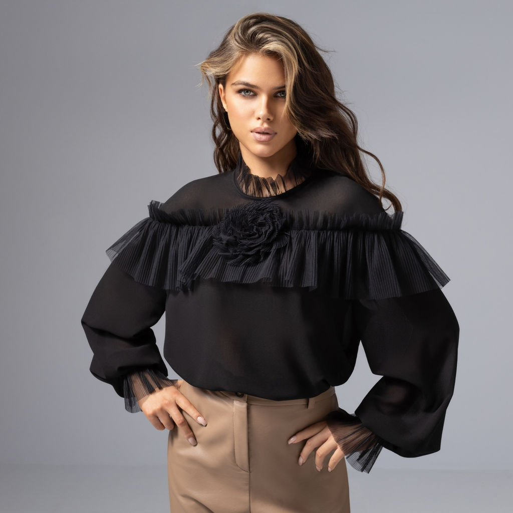 Блуза изящная и женственная, Мелодия сердца (ночь) - Charutti фото 7