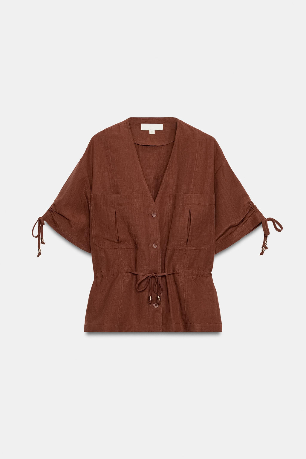 CHAQUETA SAFARI MANGA CORTA ABALORIOS / teja oscuro - Zara фото 7