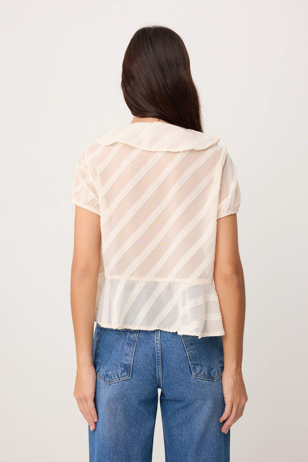Krem F?rf?rl? Onu Baglama Detayl? Transparan Dokuma Bluz TWOSS26BZ00611 - Trendyolmilla фото 4