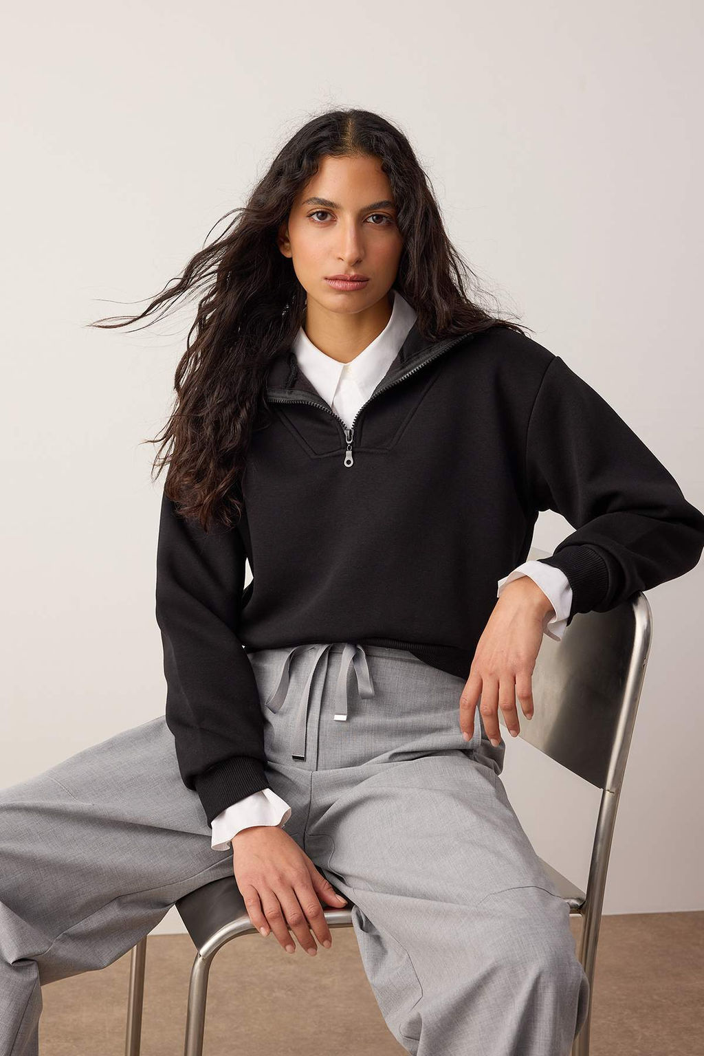 Bordo Kal?n Ici Polarl? Dik Yaka Yar?m Pat Fermuar? Crop Orme Sweatshirt TWOAW26SW00233 - Trendyolmilla фото 7