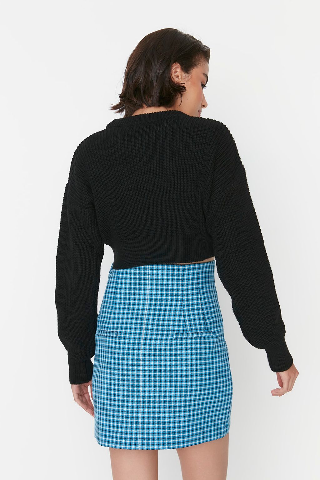 Siyah Super Crop Basic Triko Kazak TWOAW23KZ01620 - Trendyolmilla фото 5