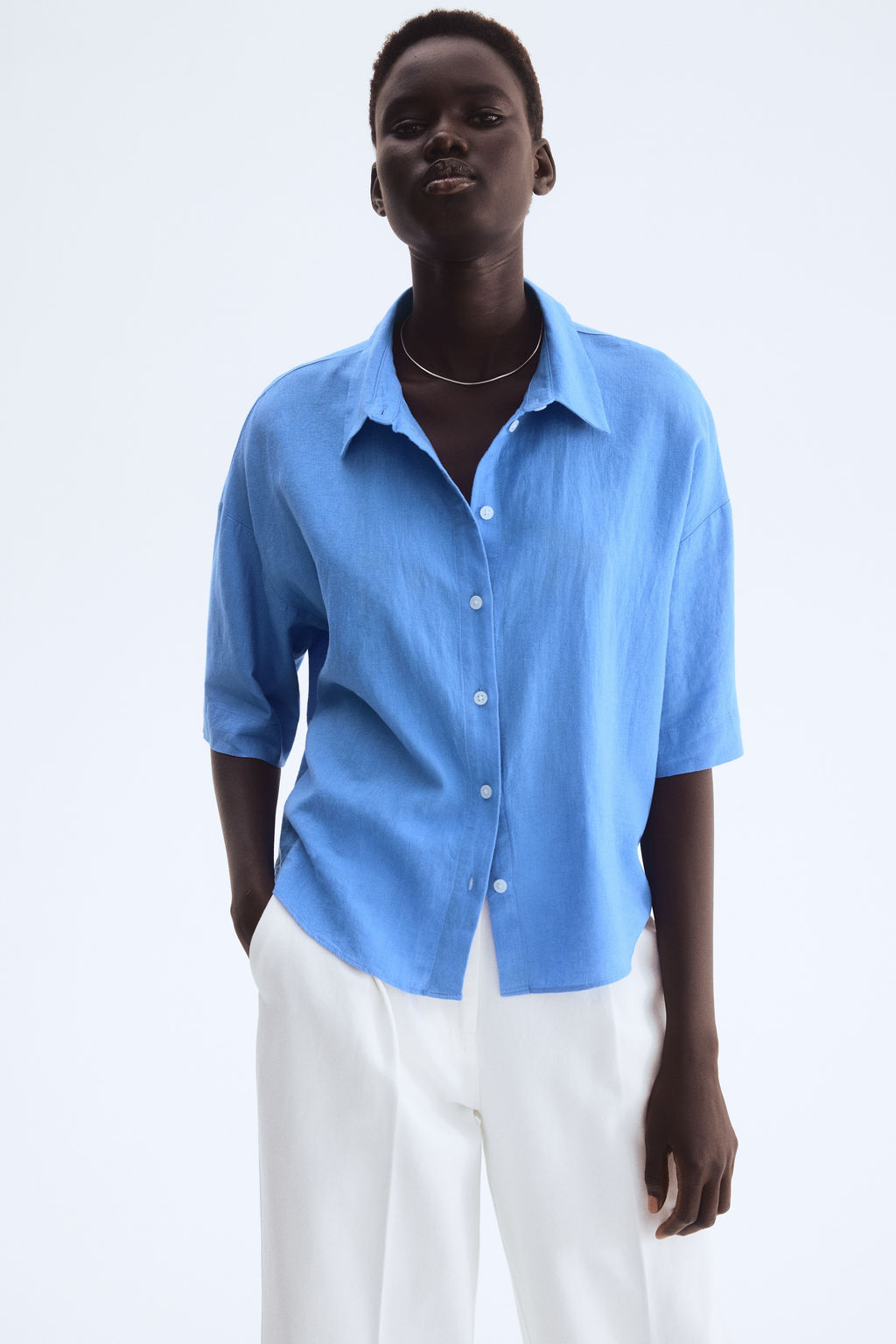 Camisa en mezcla de lino - H&m фото 3