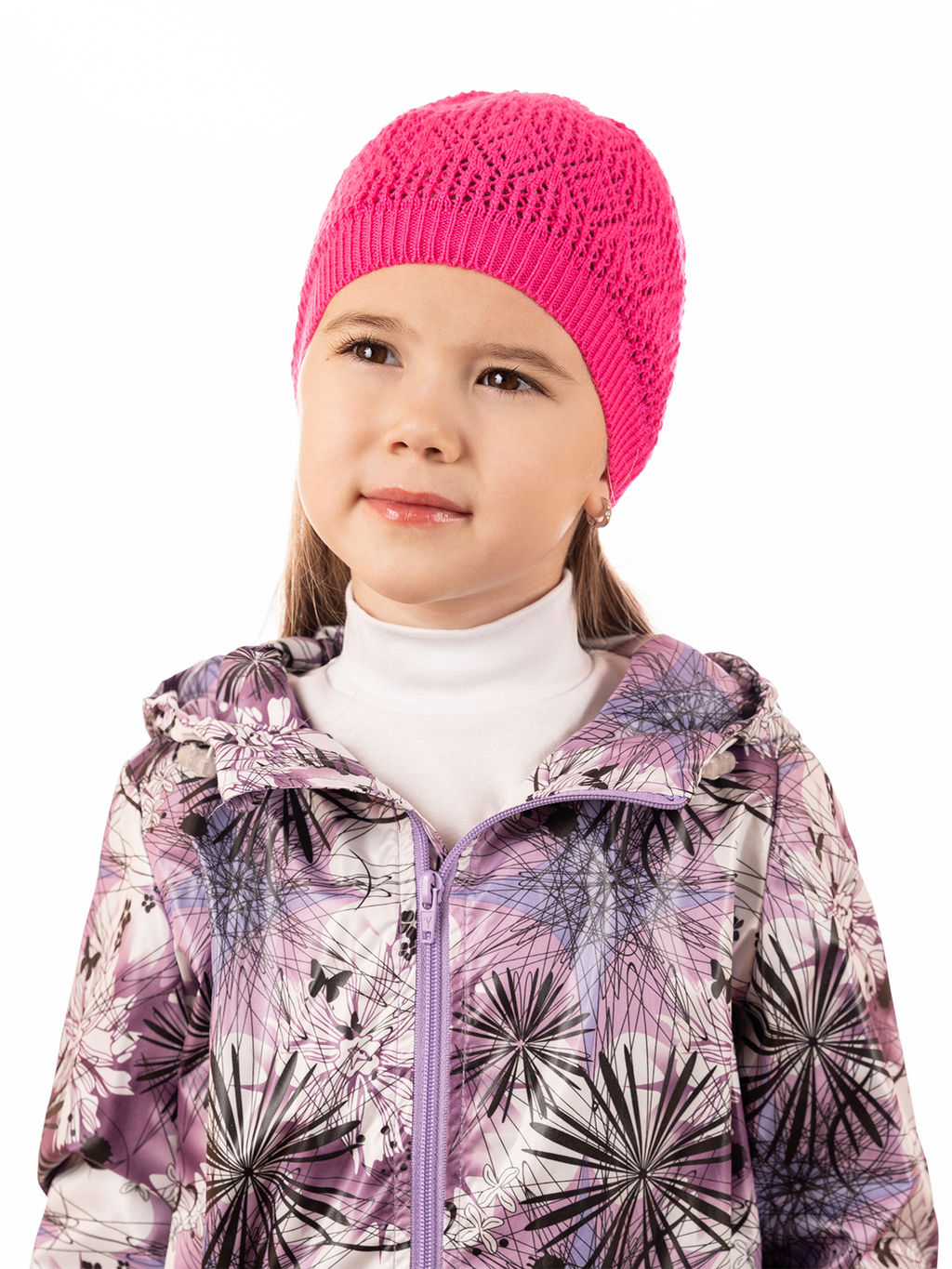 Шапка вязаная детская Коса фуксия - Arctic kids фото 4